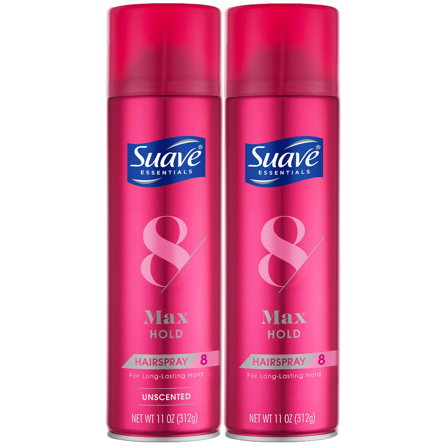 Suave Max Hold Hairspray Unscented & Scented for All Hair Types – 11 Oz Aerosol 2-Pack