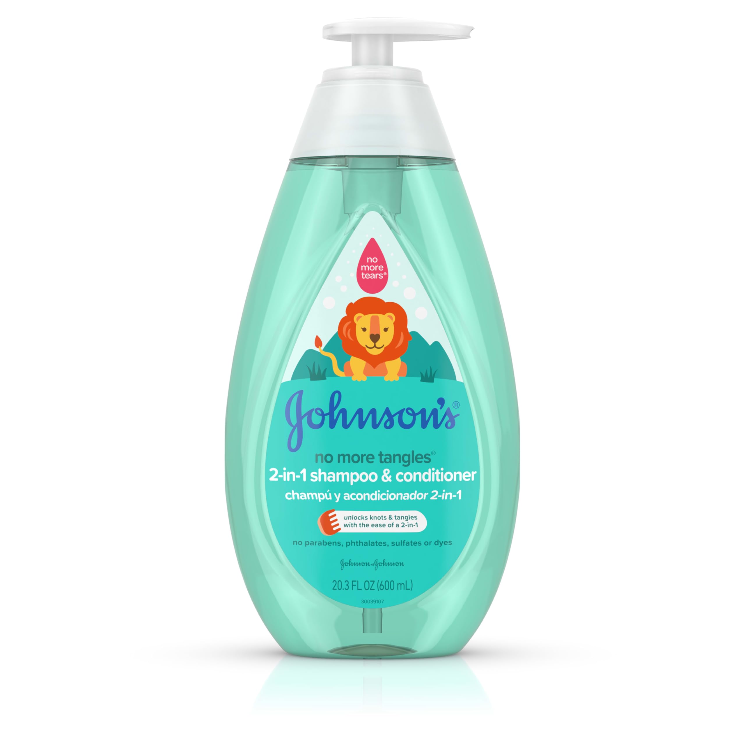 Johnson's Kids No More Tangles 2-in-1 Detangling Shampoo & Conditioner for Kids & Toddlers, Gentle No More Tears, Hypoal
