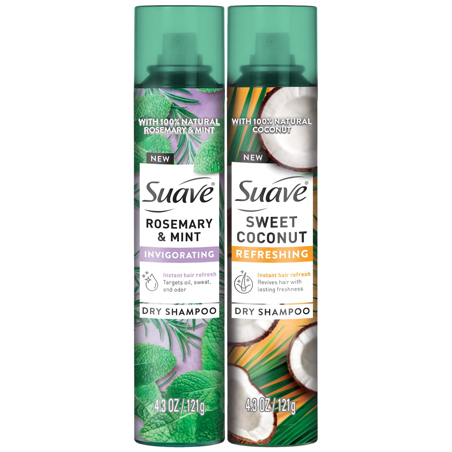 Suave Dry Shampoo Spray Variety 2-Pack - Invigorating Rosemary & Mint, Refreshing Sweet Coconut - Refresh Hair Anytime,