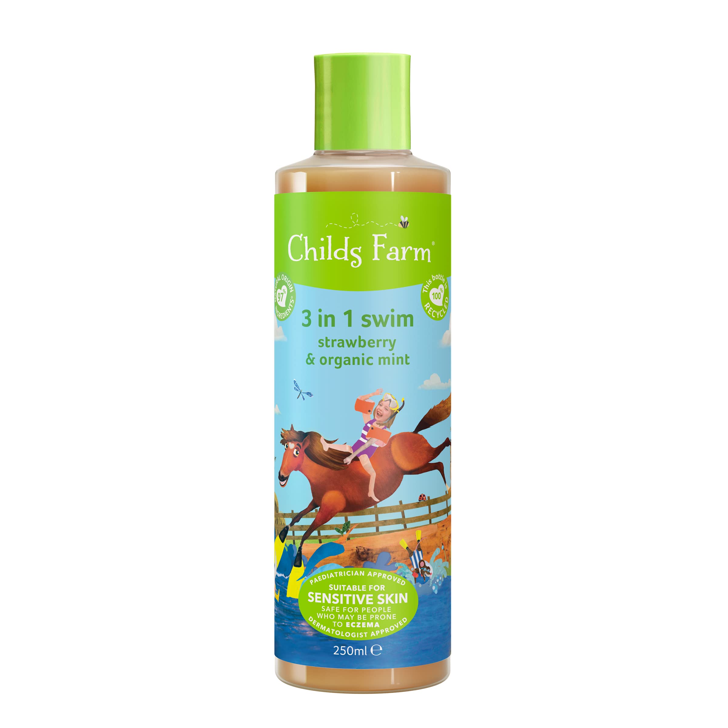 Childs Farm Kids 3 in 1 Swim Shampoo Conditioner Body Wash for Dry Sensitive and Eczema-Prone Skin 250 ml
| Childs Farm