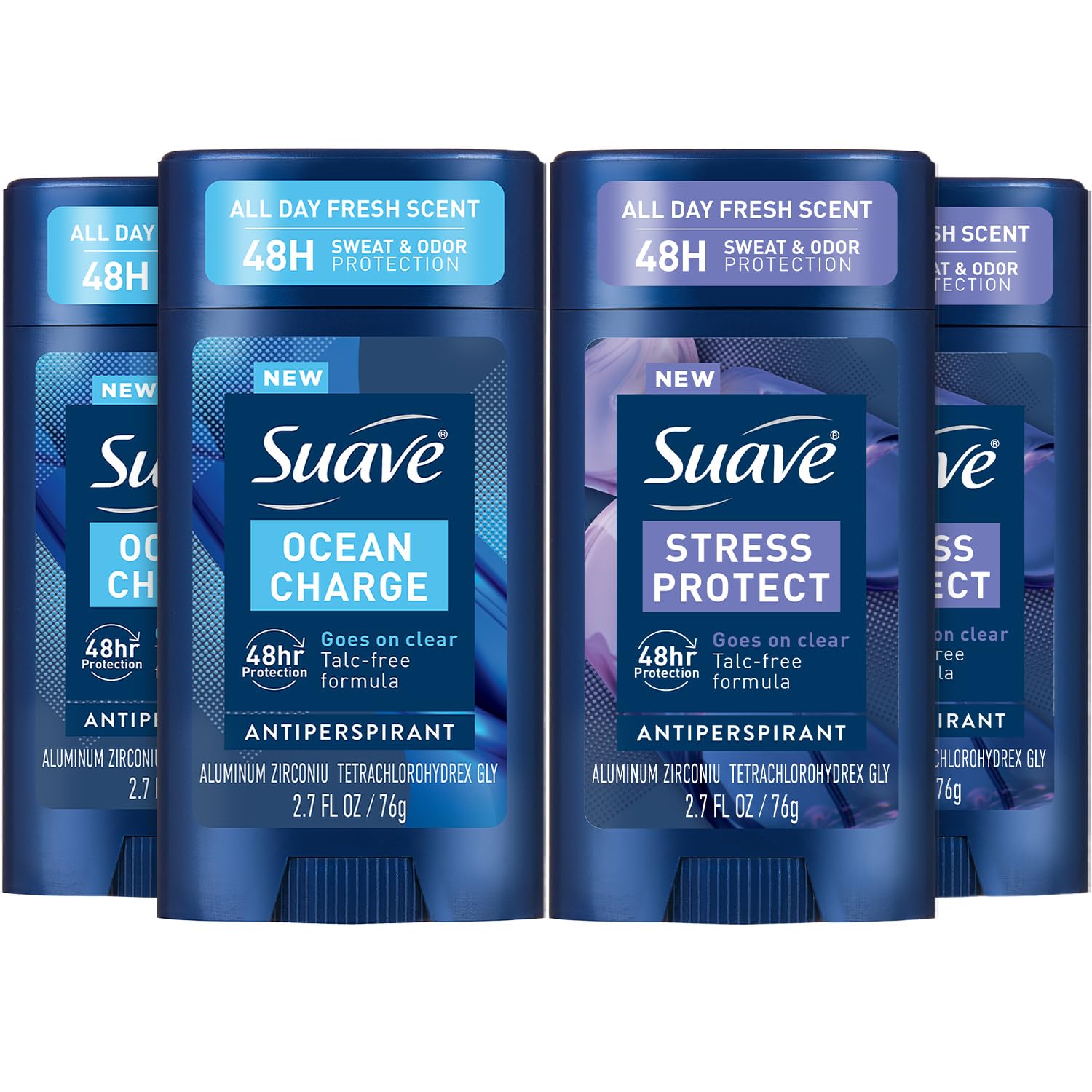 Suave Antiperspirant Deodorant for Men – Stress Protect, Lavender & Cedarwood, Marine & Driftwood, 48H Sweat & Odor Prot