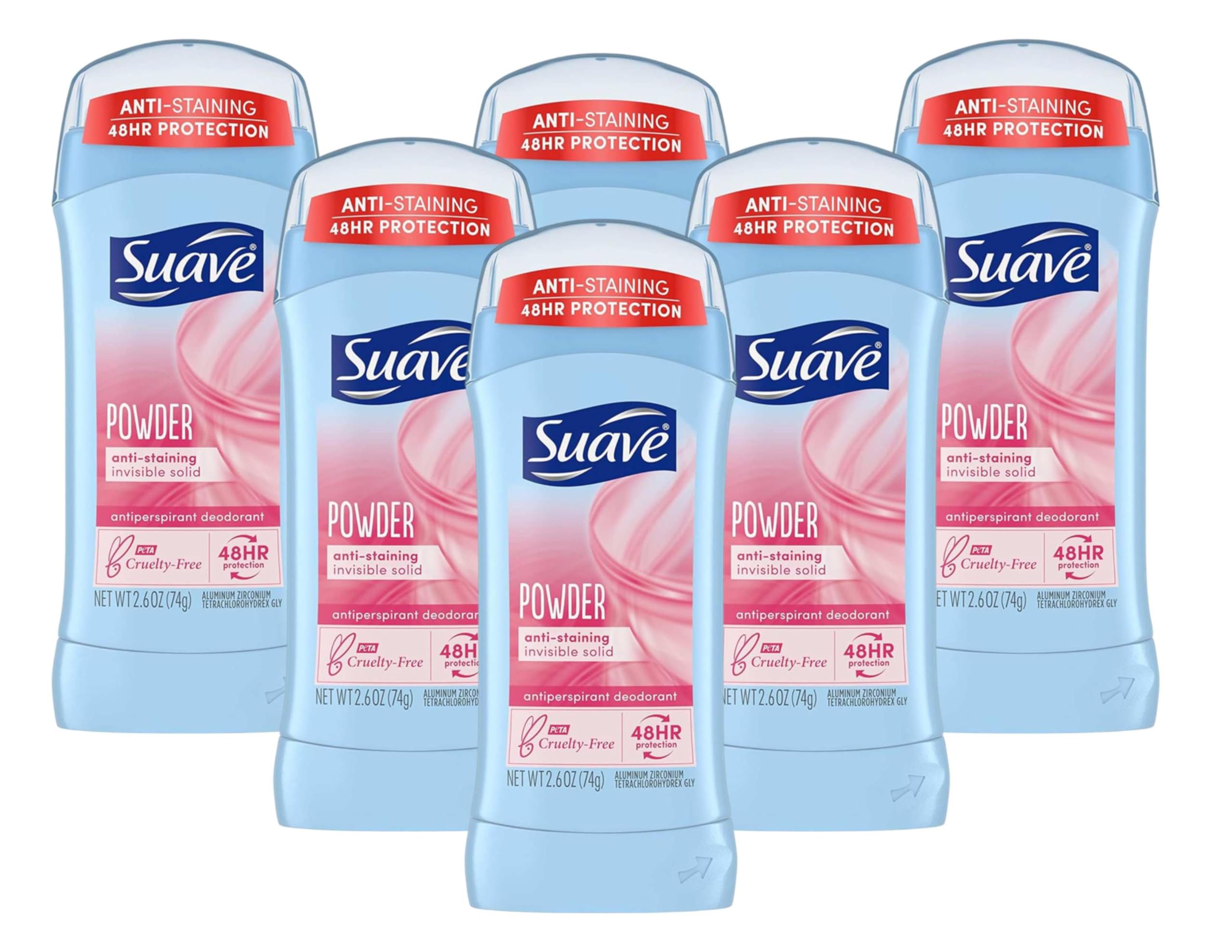 Suave 24 Hour Protection Powder Invisible Solid Anti-Perspirant Deodorant for Men and Women | Stays Dry All Day | Pack o